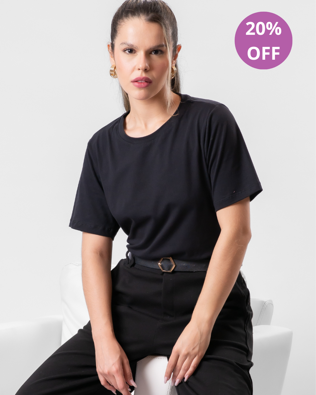 Camiseta de Algodão Premium Preta