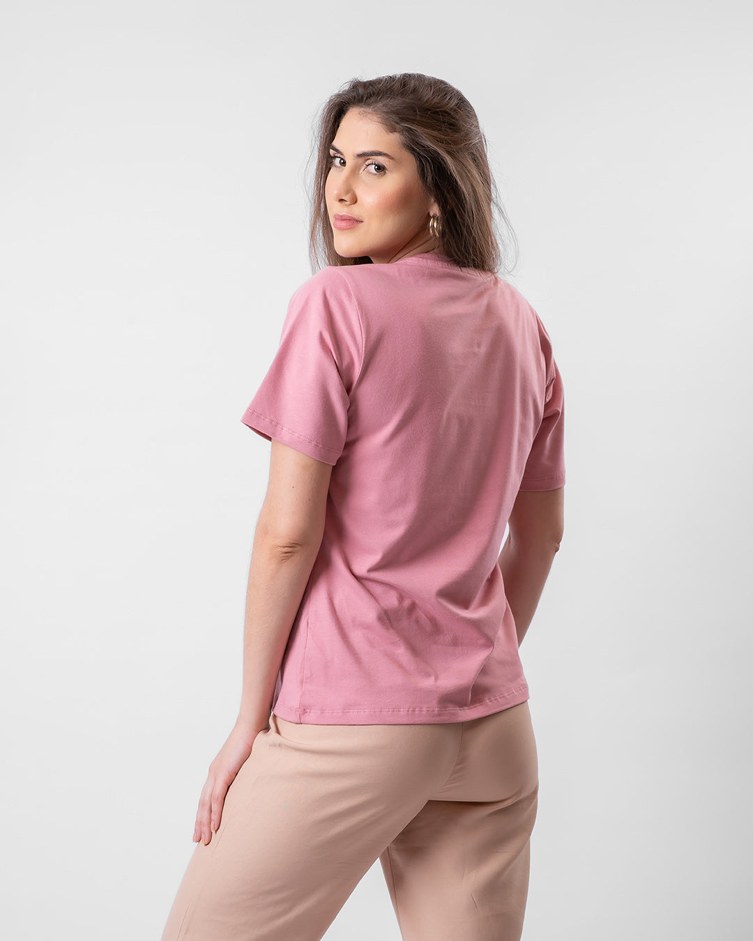 Camiseta de Algodão Premium Rosa