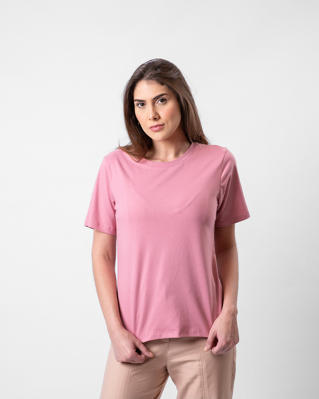 Camiseta de Algodão Premium Rosa