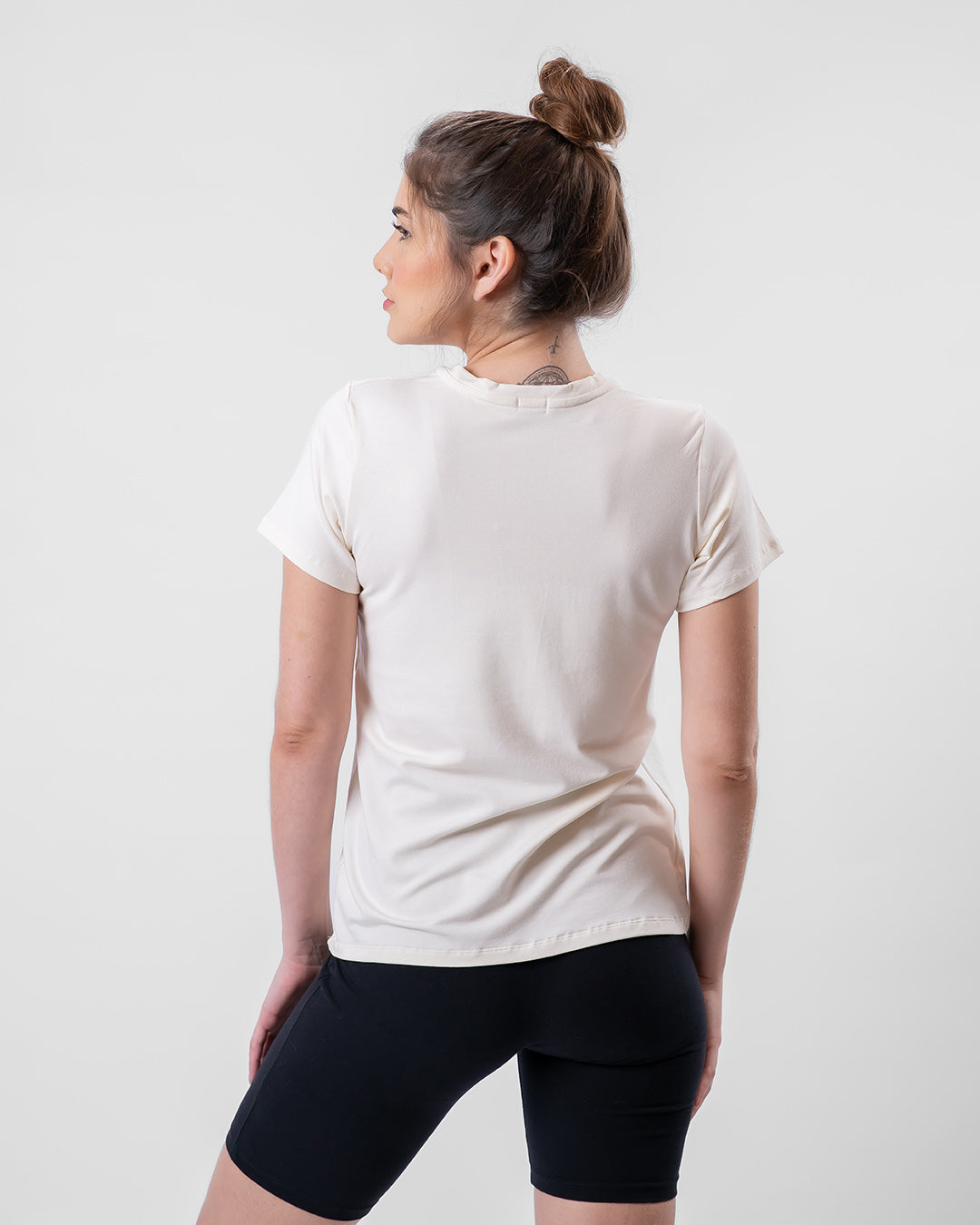 Tech T-Shirt Modal Feminina Gola V Off-White